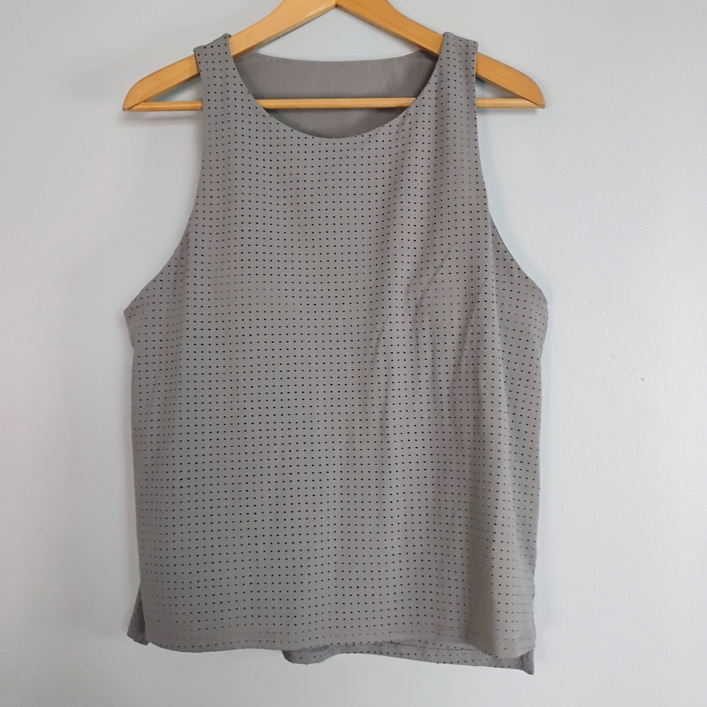 Fabletics Perforated Gray Athletic Activewear W/ … - image 1